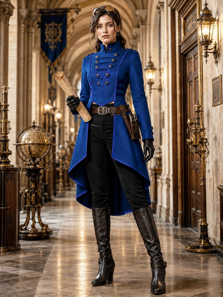 Damen Steampunk Vintage Frack Jacke Unregelmässiger Saum Gothic Kleidung Viktorianischer Gehrock Lan