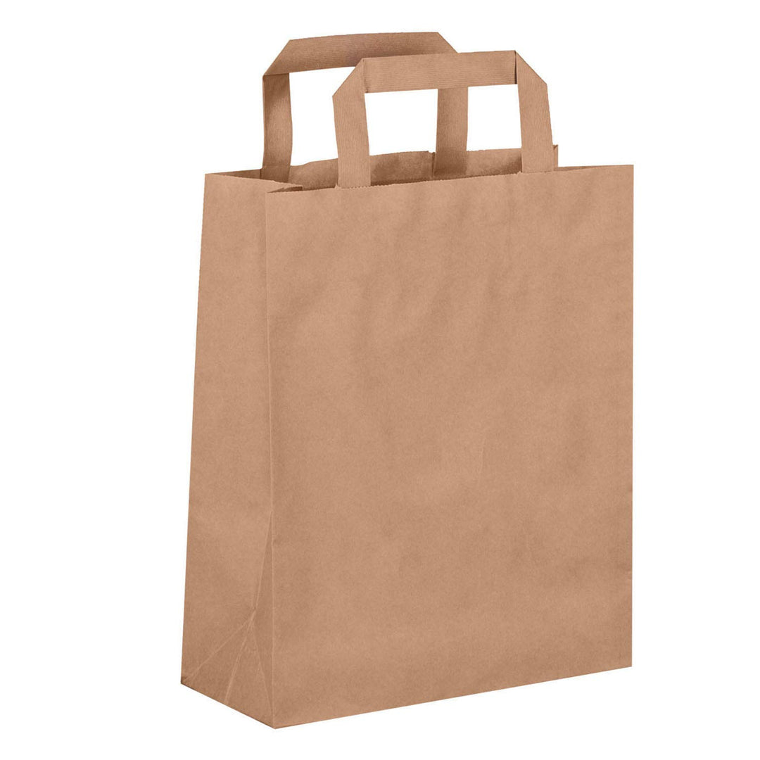 Dila GmbH 250 Papiertragetaschen Papiertaschen Henkeltaschen Tragetaschen Tüten Papiertüten braun re