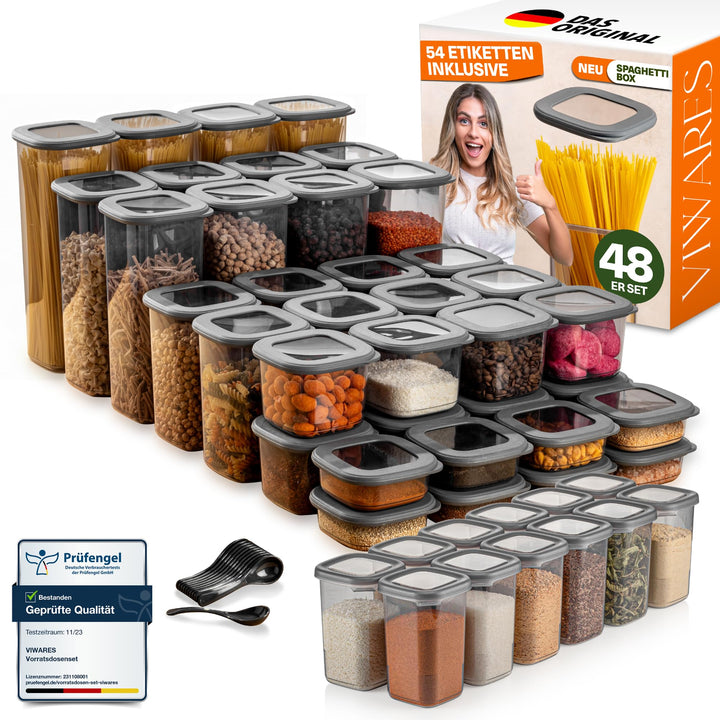 Vorratsdosen mit Deckel Luftdicht, 48er Vorratsbehälter Set BPA-Frei, Vorratsdose zur Müsli Mehl Auf