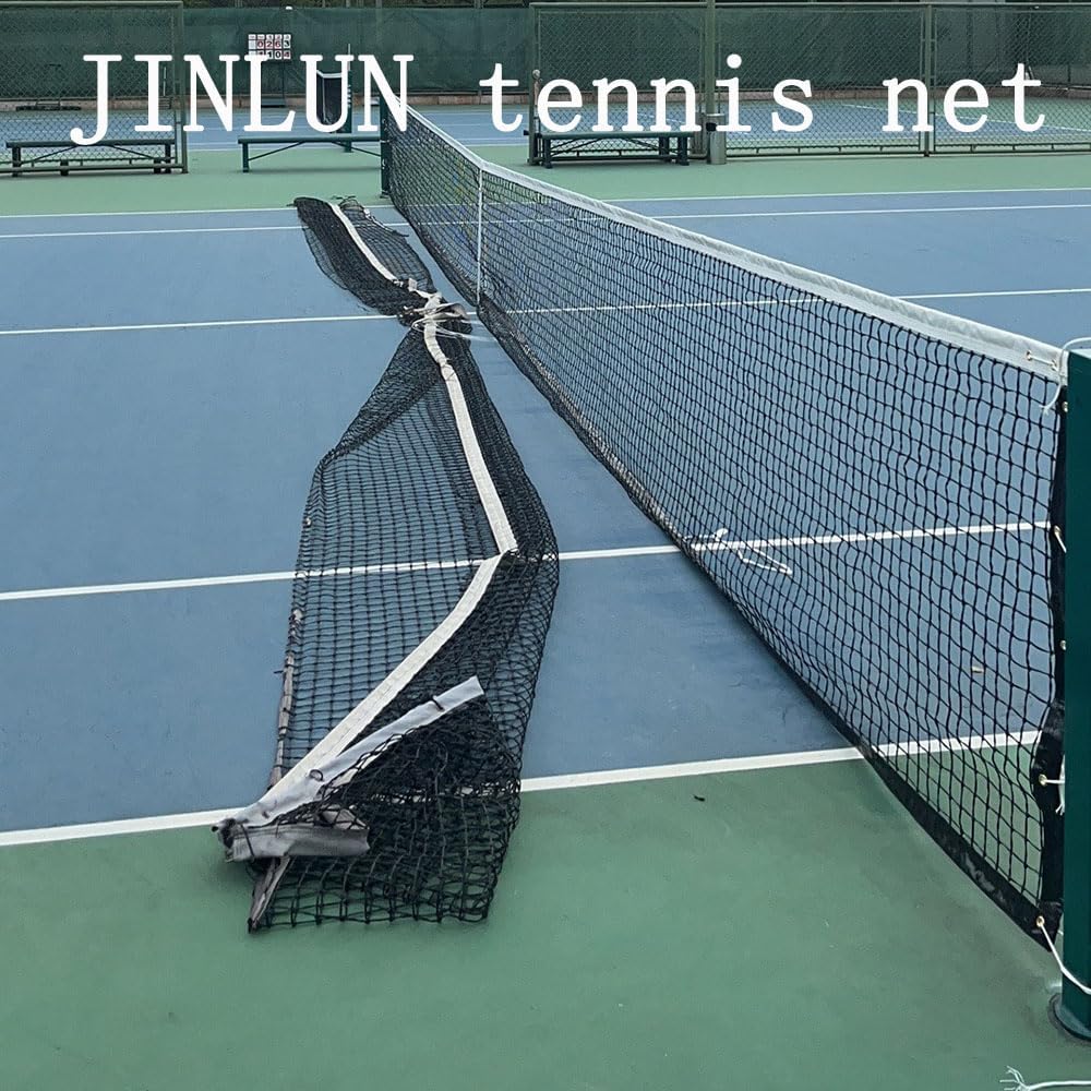 JINLUN Standard-Tennisnetz, robustes Outdoor-Tennisnetz, 12,7 m breit, 1,07 m hoch, HDPE-Netz, Schwa