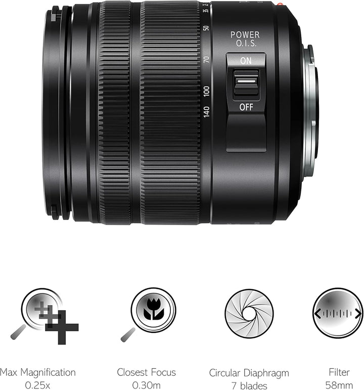 Panasonic H-FSA14140E Superzoom Objektiv LUMIX G (14-140mm (KB), Staubschutz, Spritzwasserschutz, F3