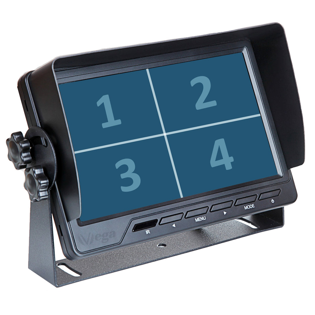 VSG24 13162 – 7“ Quad Transporter Rückfahrmonitor, Heavy Duty, Monitor inkl. Zubehör, e-Zulassung, T