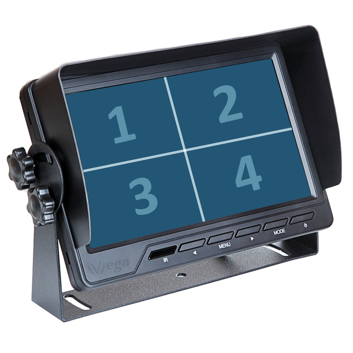 VSG24 13162 – 7“ Quad Transporter Rückfahrmonitor, Heavy Duty, Monitor inkl. Zubehör, e-Zulassung, T