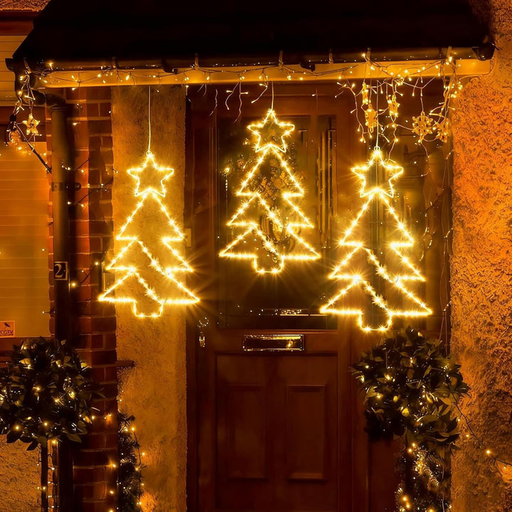 yowin Weihnachtsdeko Fenster 3 Stück 45 LED Weihnachtsbeleuchtung Batterie mit Timer, Fensterdeko We