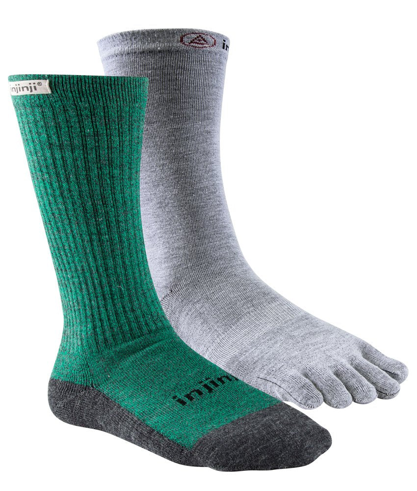 Injinji Mens Liner+Hiker Socks Forest Grey 37-44