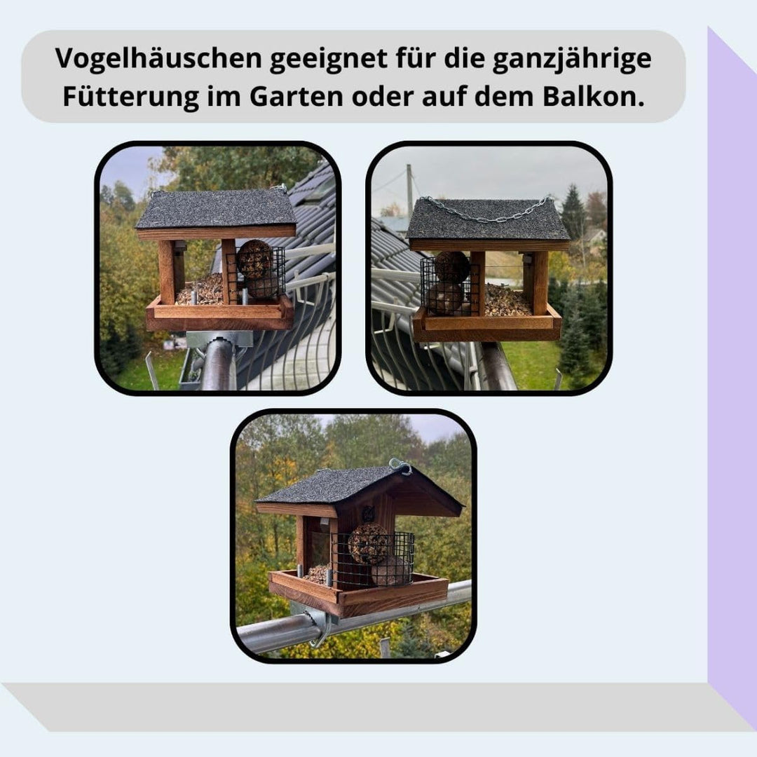 STAFECO® Vogelfutterhaus Vogelhaus für Balkon wetterfest Futterhaus Handarbeit Gartenvögel im Garten