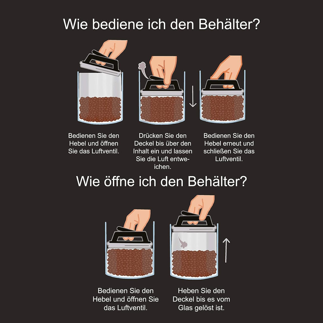 Kitchen&Co. Kaffeedose mit Vakuumdeckel, Luftdichte Aufbewahrung, Vorratsdose luftdicht, mottensiche