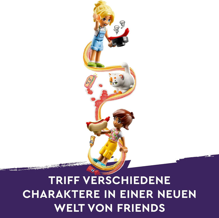 LEGO Friends Hotdog-Truck, Mobiles Restaurant-Spielzeug für Kinder ab 4 Jahre, Set mit Auto, Figuren