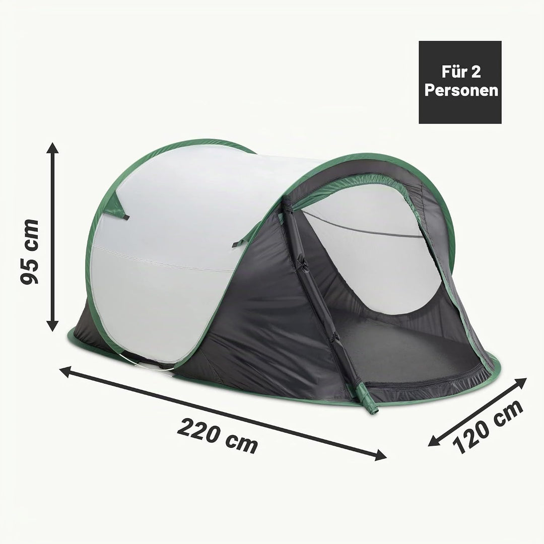 JEMIDI Pop Up Wurfzelt 2 Personen - Zelt 220x120x95cm - 2 Mann Campingzelt Trekkingzelt Strandzelt -