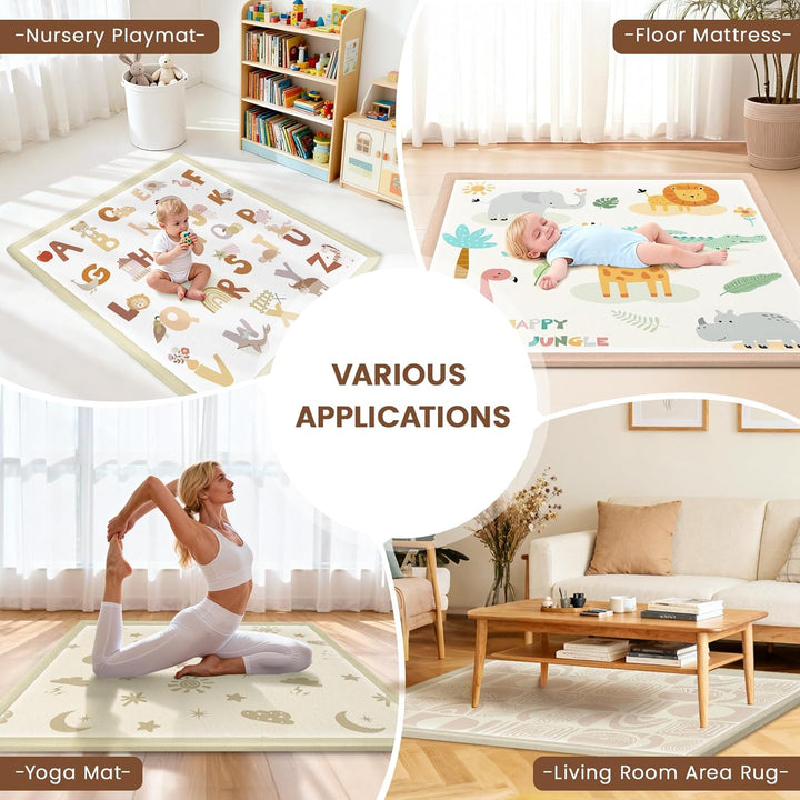 Teppich Krabbelmatte Baby 127x127x3cm, Spielmatte Krabbeldecke Turnmatte Spielteppich für Baby Kinde