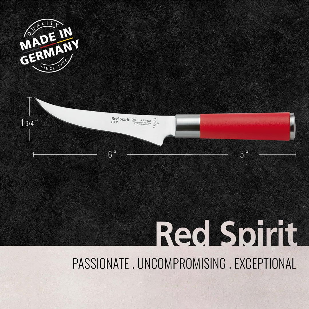 F. DICK Ausbeinmesser, Red Spirit (Messer mit Klinge 15 cm, X55CrMo14 Stahl, nichtrostend, 56° HRC)