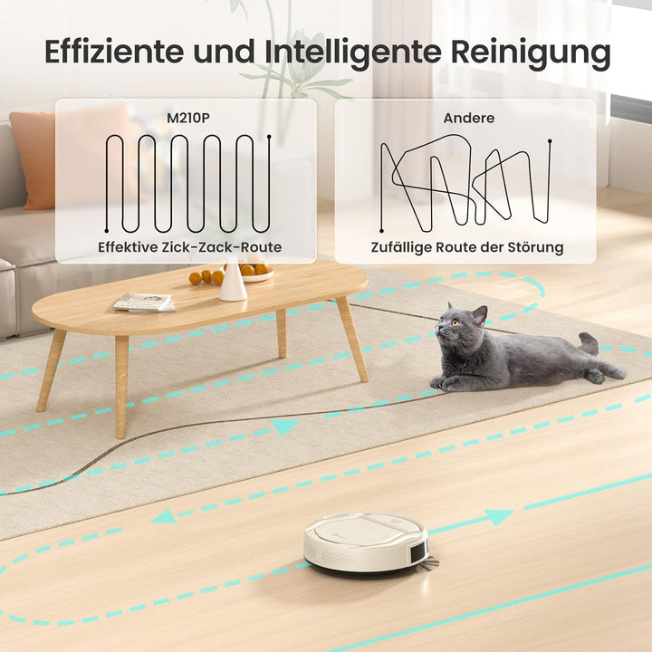 LEFANT M210P Staubsauger Roboter, Saugleistung 2200 Pa, Leise 55dB, Unterstützt WLAN-/Bluetooth-/Ale