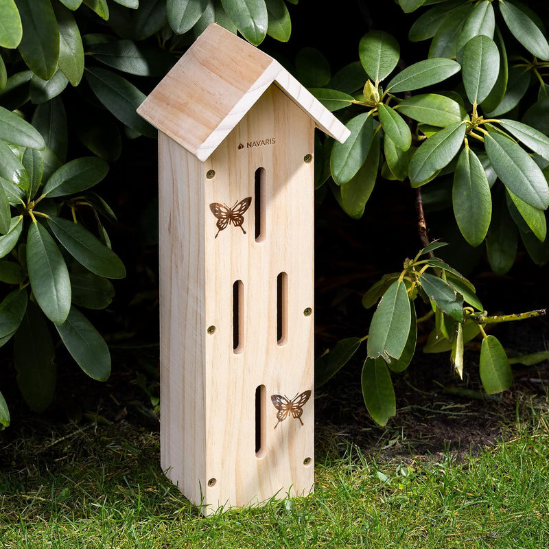 Navaris Schmetterlingshaus aus Holz - Schmetterlingshotel für Garten Balkon - Insektenhotel Schmette