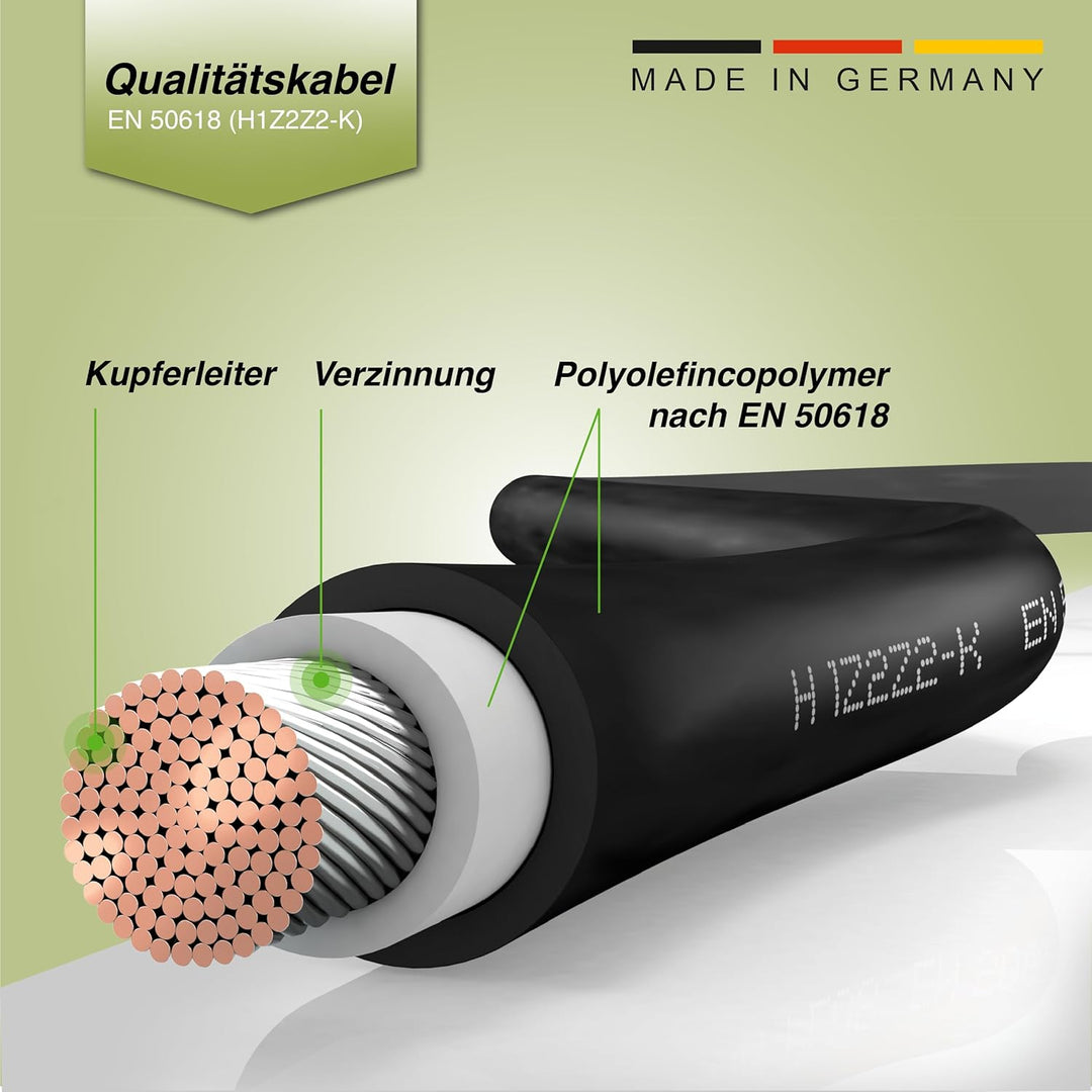 Verlängerungskabel beidseitig Solarstecker Solarkabel rot/schwarz 4mm² inkl. Stecker, Made in German