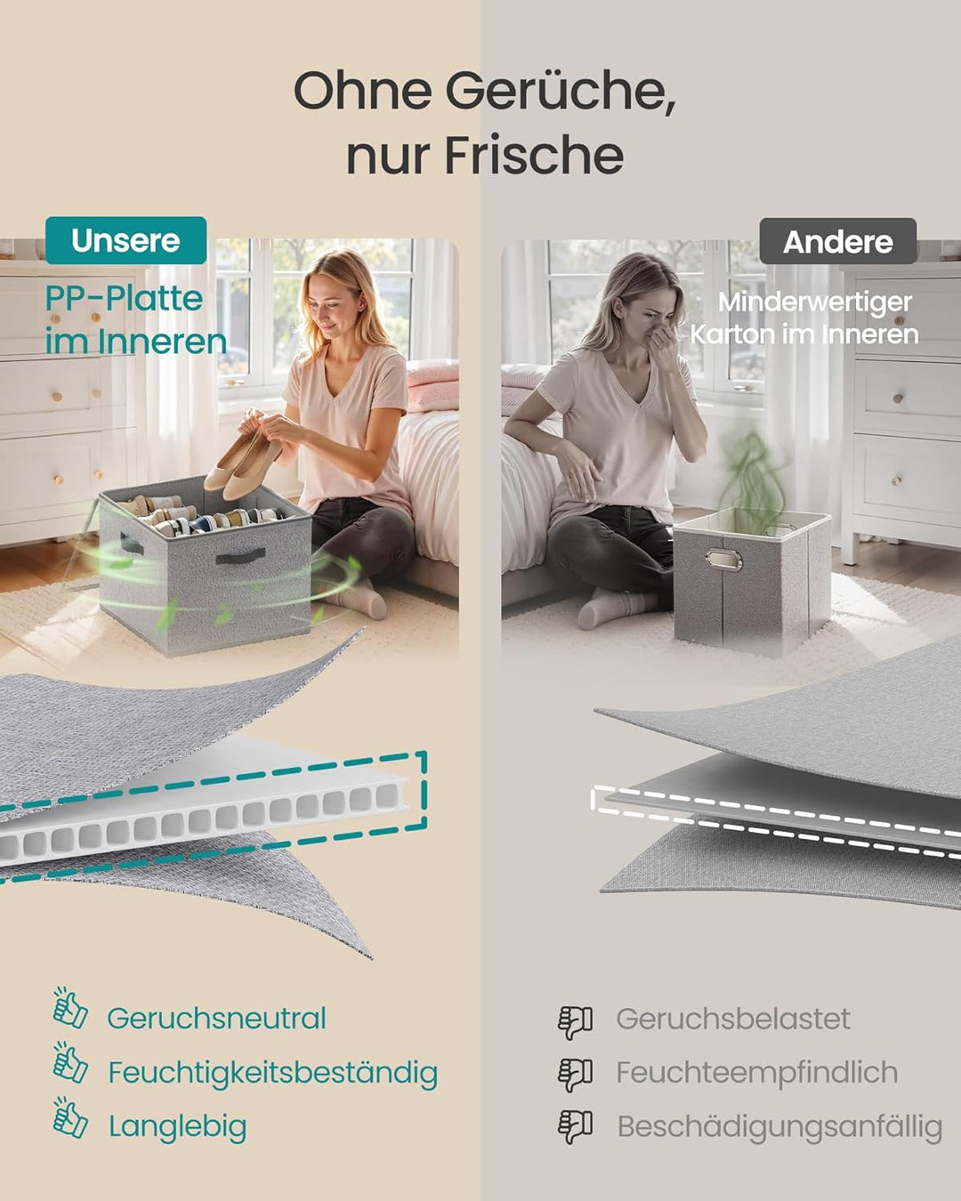 SONGMICS Schuh-Organizer, Schuhaufbewahrung, für 16 Paar Schuhe, Schuhbox, Griffe, platzsparend, Auf