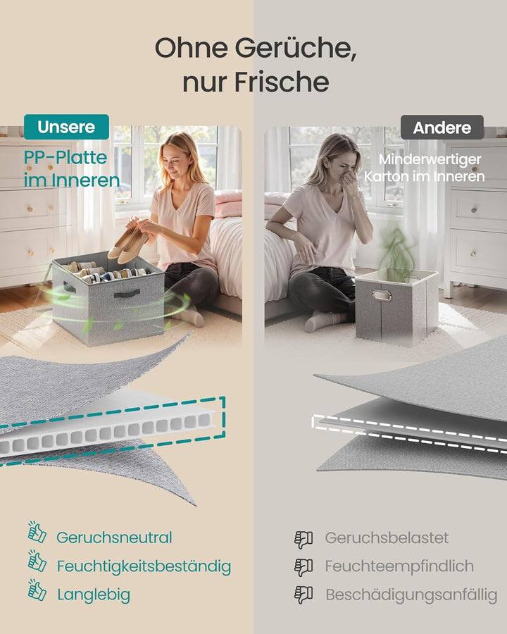 SONGMICS Schuh-Organizer, Schuhaufbewahrung, für 16 Paar Schuhe, Schuhbox, Griffe, platzsparend, Auf