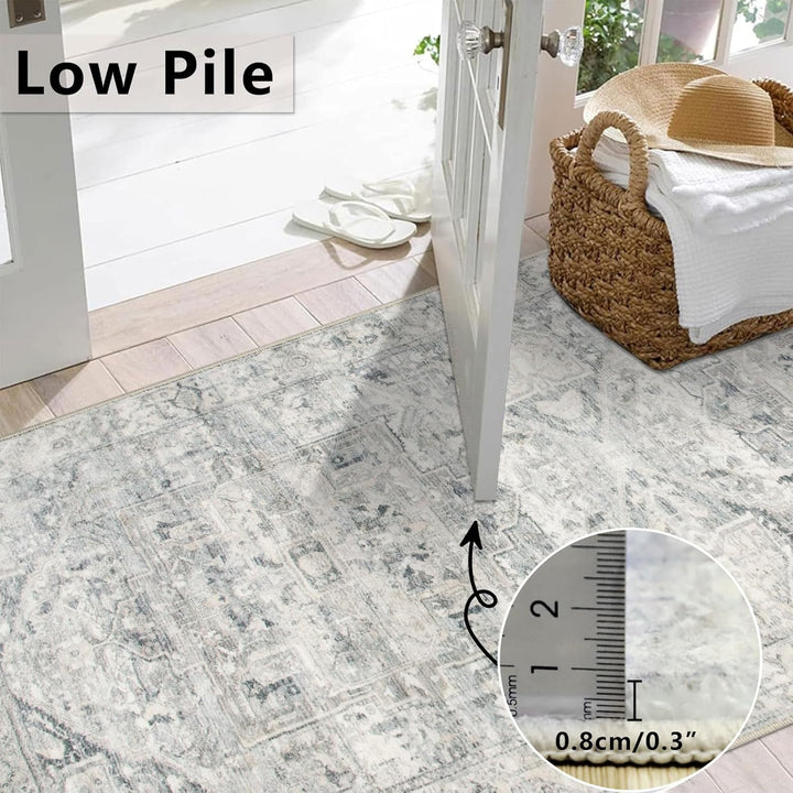 Homcomodar Vintage Flur Runner Teppiche 60x150cm Waschbare Distressed Kitchen Runner Teppiche mit Gu