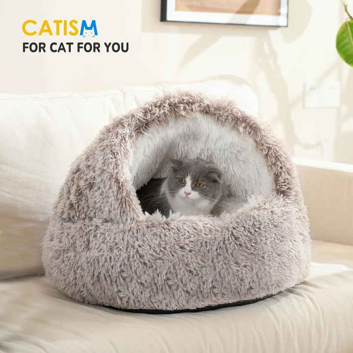 CATISM Katzenbett Waschbar Katzenschlafplatz für Katzen Plüsch Haustier Katzenkopfkissen Katzenkisse