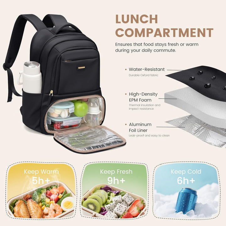 GOLF SUPAGS Lunch Rucksack, 16 Zoll Laptop Rucksack Schulrucksack mit Lsoliertes Kühltasche für Arbe