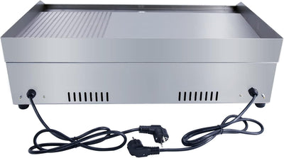 DULNICE Grillplatte elektrisch Gastro Tischgrill Elektrogrill Edelstahl Gusseisen, mit 73 x 43cm Gri