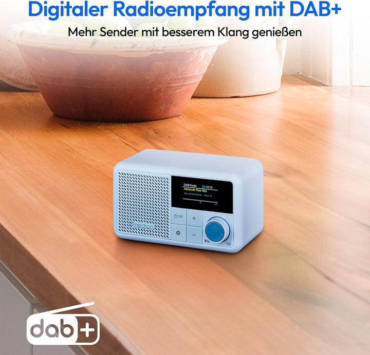 MEDION S66822 Tragbares Mini DAB+ Radio mit Bluetooth (Akku, dimmbares Farbdisplay, Teleskopantenne,