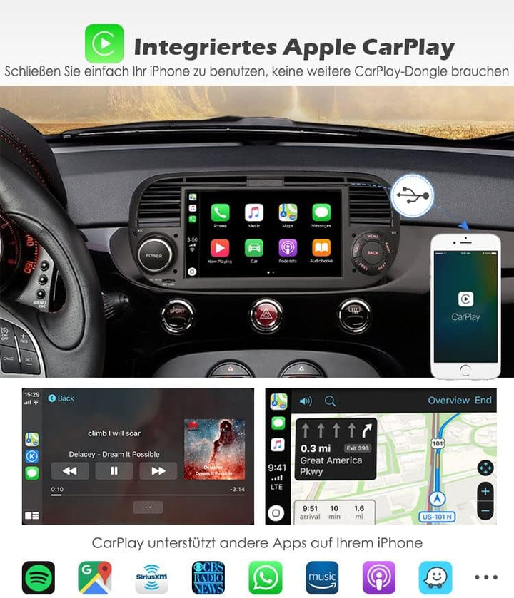 Erisin Android 10 7 Zoll Autoradio Mit GPS Navi für FIAT 500X Auto Multimedia Player Touchscreen Rad
