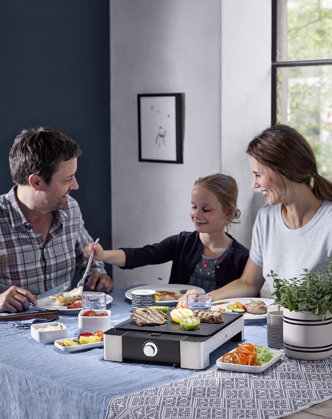 WMF Lono Tischgrill Quadro, Elektrogrill mit kompakter Grillfläche, spülmaschinenfest, 1250 W
