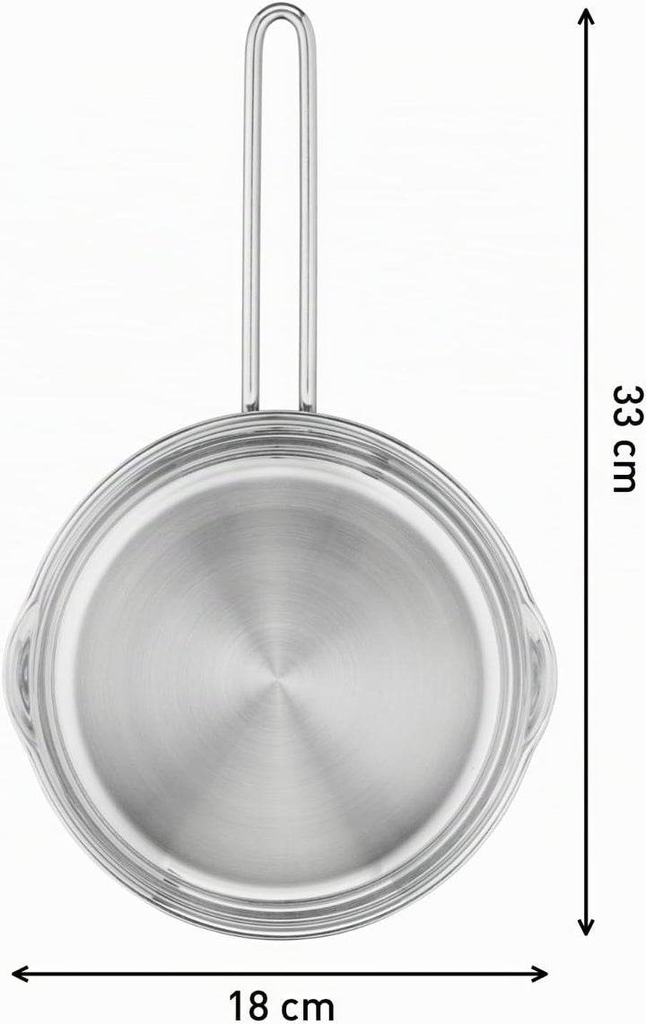 Tefal H85222 Nordica Stielkasserolle 16 cm mit Deckel | Doppelgriffe | Edelstahl-Topf | alle Herdart