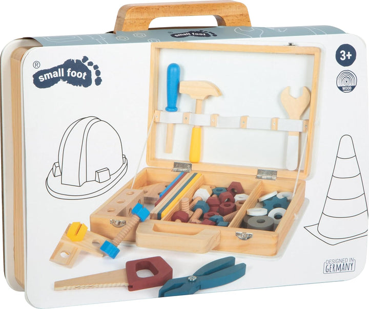 small foot Werkzeugkoffer „Workshop“, mit Werkzeug und Zubehör aus Holz, für Kinder ab 3 Jahren, 125