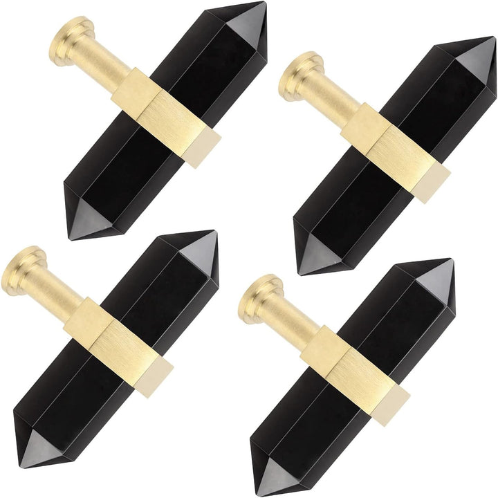 mookaitedecor Satz von 2 Obsidian Sechseck Double Kristall Punkte Schublade Knöpfe mit Schrauben, Cr