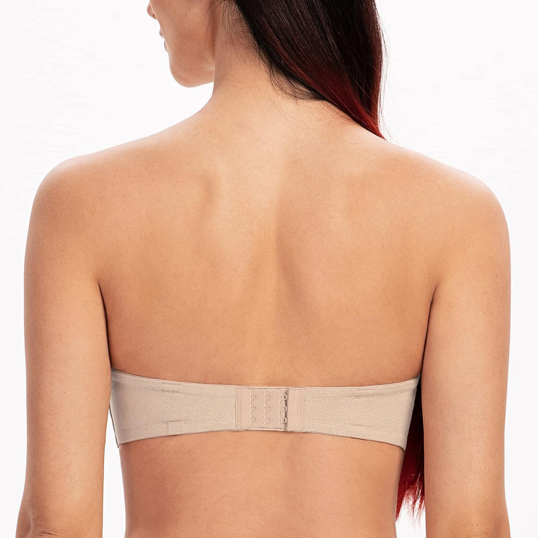 MELENECA Damen Bügel Erheben Gepolstert Hochdrücken Trägerlos BH mit geformte Cups 70C Hell Beige He