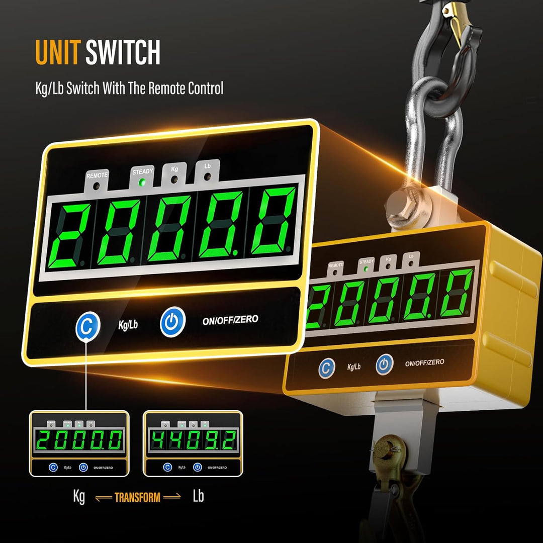 Yontwe Elektronische Hängewaage 2000kg Industrielle schwere Hängewaage Wiederaufladbare superklare d