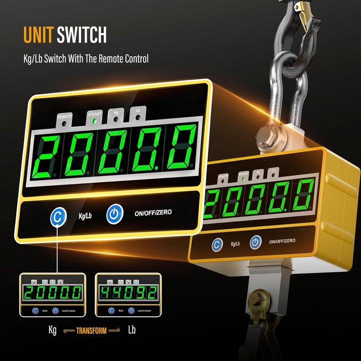 Yontwe Elektronische Hängewaage 2000kg Industrielle schwere Hängewaage Wiederaufladbare superklare d