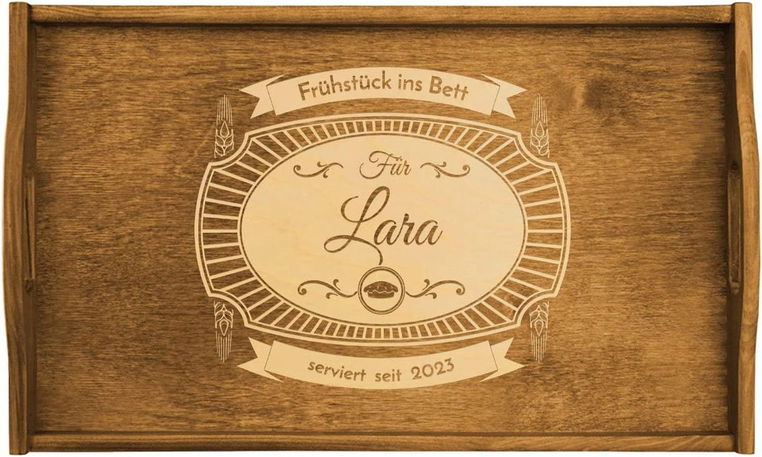 Maverton Serviertablage mit Gravur - personalisiert - Sofatablett mit Griffen - klappbar - mit erhöh