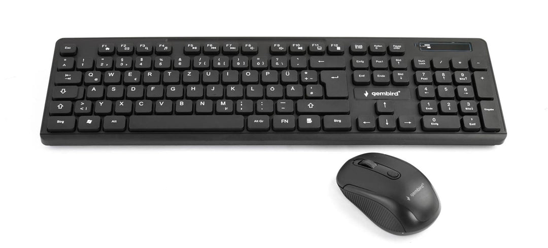 Energenie Kabelloses Desktop-Set – 2,4 GHz Tastatur & Maus, Vollformat QWERTZ-Tastatur, 4-Tasten opt