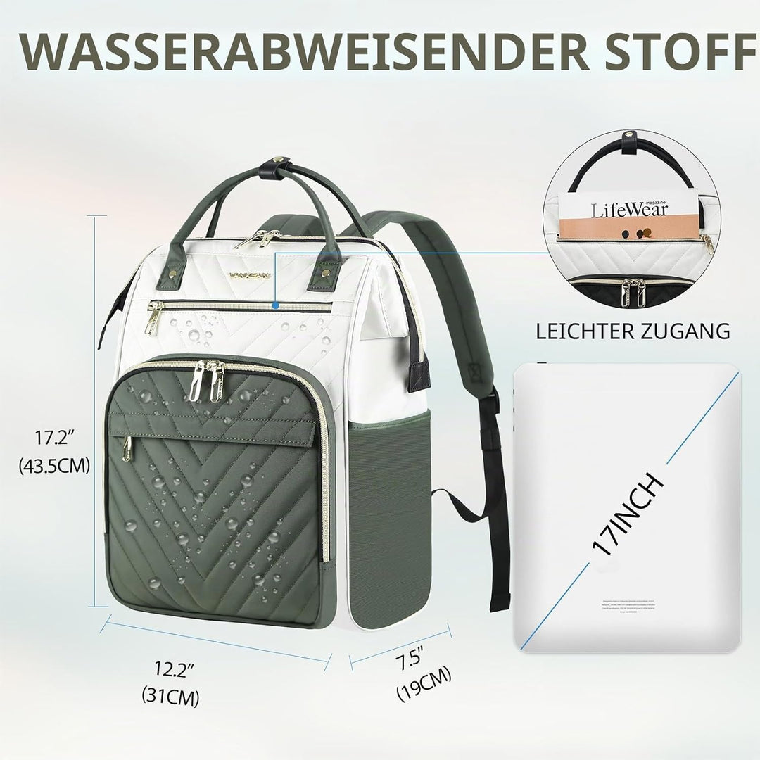 VANKEAN 17 Zoll Laptop-Rucksack für Damen und Herren, modische Computer-Arbeitstasche, grosse Kapazi