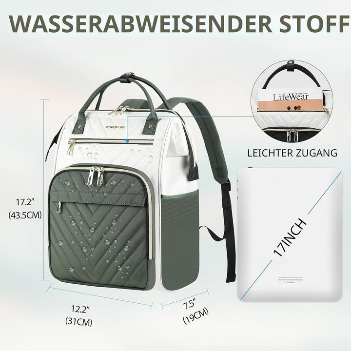 VANKEAN 17 Zoll Laptop-Rucksack für Damen und Herren, modische Computer-Arbeitstasche, grosse Kapazi