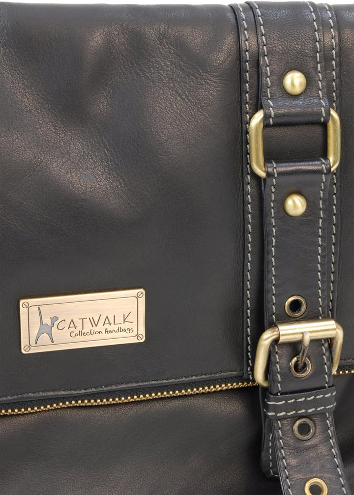 Catwalk Collection Handbags - Leder - Umhängetasche - ABBEY ROAD Schwarz, Schwarz
