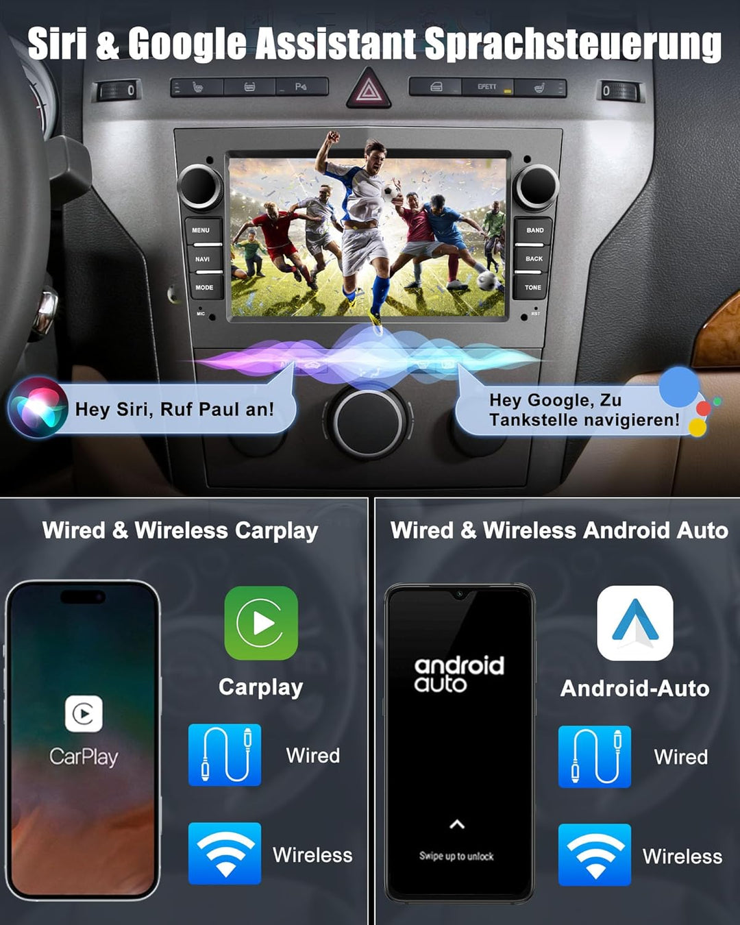 Bluetooth Autoradio mit Bildschirm für Opel Corsa d, Astra j&h, Insignia, Vivaro, Zafira b mit Navi