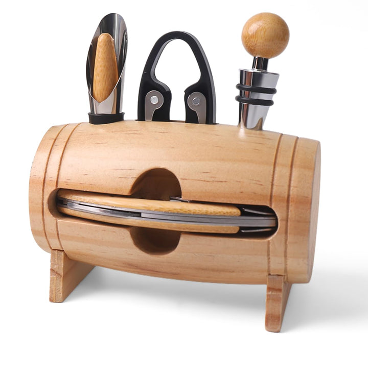 ZBPASL Fass Form Korkenzieher Set,Weinöffner,Wein Sommelier Sets mit Flaschenöffner,Weinverschlüsse,