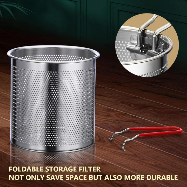 Mini Fryer Frittyer, Edelstahl Fritteuchsen Topf mit Anti Scenen Griff, Fritteuchsenpfanne mit Korb,