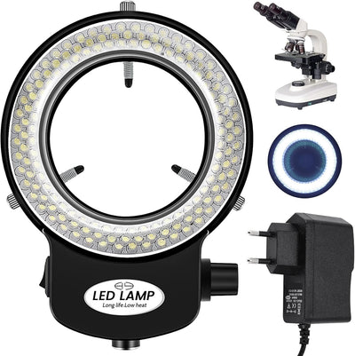 Gokelomg 144 LED Mikroskop Ringlicht Ringleuchte 0-100% Einstellbar Lampe für Microscope Ringbeleuch