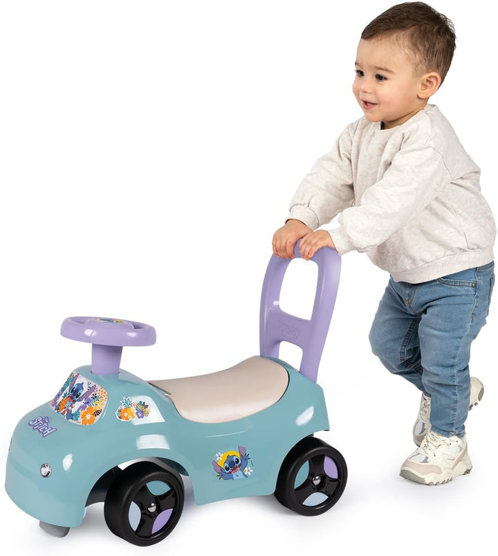 Smoby – Stitch Rutschauto – Fahrzeug & Lauflernhilfe in einem – mit Lenkrad & Geheimfach – für Kinde