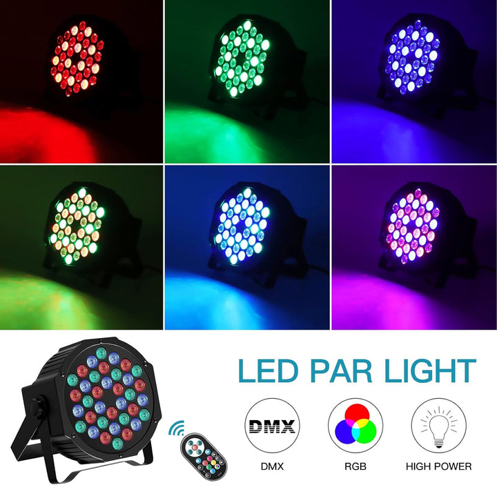 U`King 10er Pack LED Par Strahler, 36 LED Bühnenlicht Partylicht RGB DMX512 mit Fernbedienung,Discol