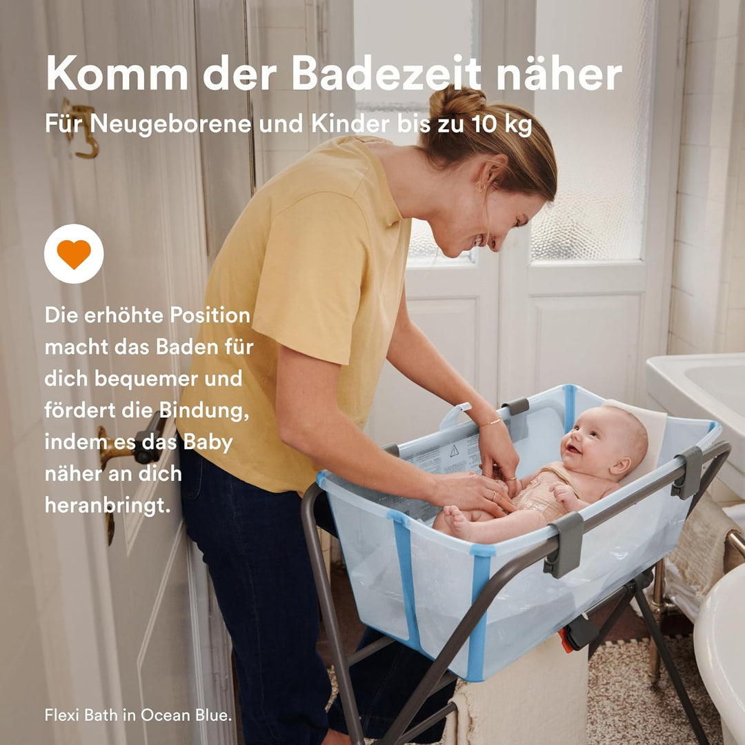 Stokke Flexi Bath (White) + Newborn Support + Flexi Bath Stand - Ideal für Neugeborene & Kinder bis