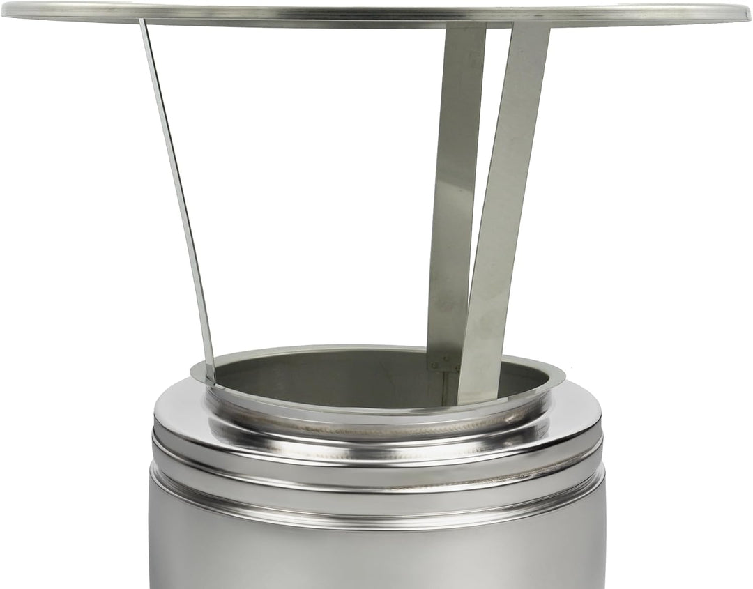 Regen-Haube mit Einschub 100mm Kaminhut aus Edelstahl mit Spannfedern ohne Werkzeug montierbar Säure