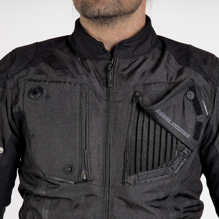 REBELHORN Borg Motorradjacke Herren | Cordura | Humax Membran | Ellbogen und Schulterprotektoren Stu