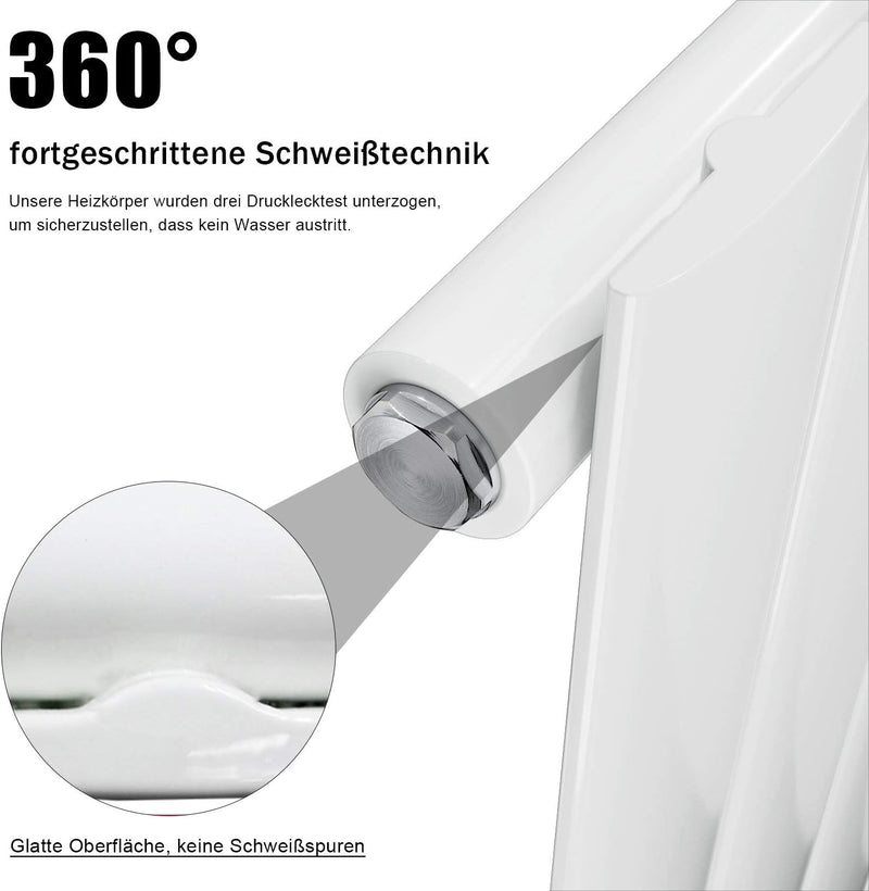 ELEGANT Badheizkörper Design Heizkörper 630x847mm Einlagig Badezimmer/Wohnraum Seitenanschluss Weiss