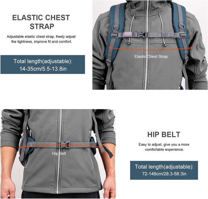 MOUNTAINTOP 40L Wanderrucksack Herren Damen Trekkingrucksack Backpacker Reiserucksack Outdoor Campin