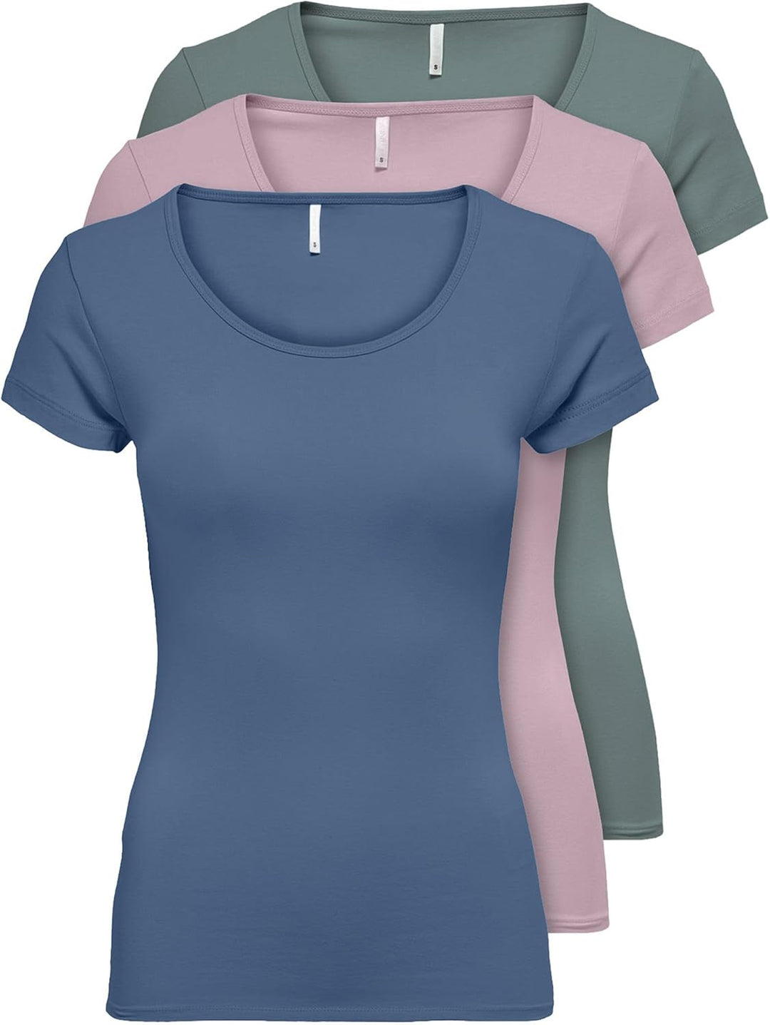 ONLY 3er Pack Damen T-Shirt schwarz oder weiss Kurzarm lang Basic Sommer T-Shirts XS S M L XL 152091